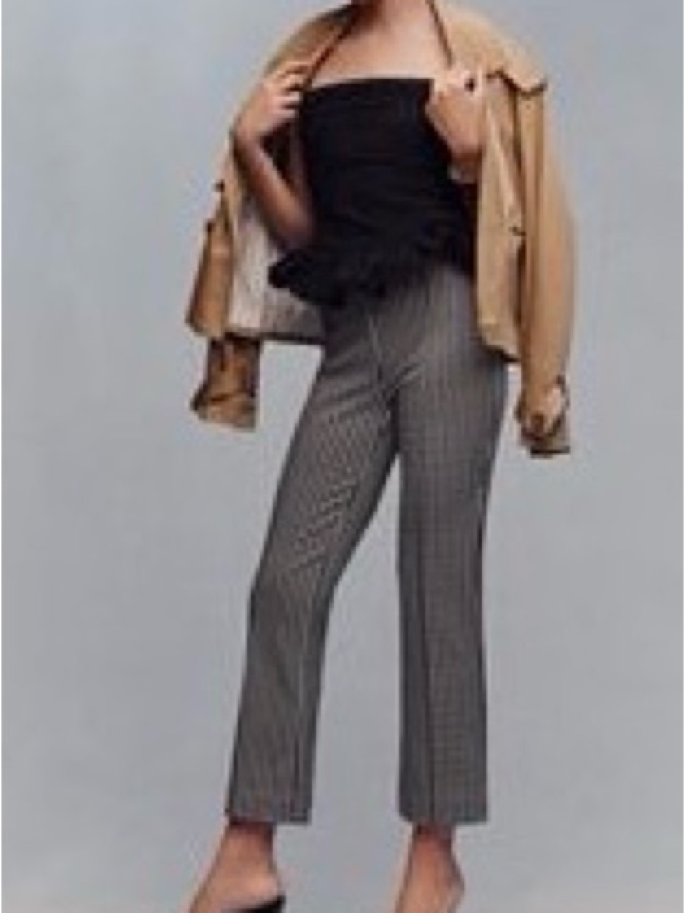 Anthropologie Black & White Gingham Cropped Pants